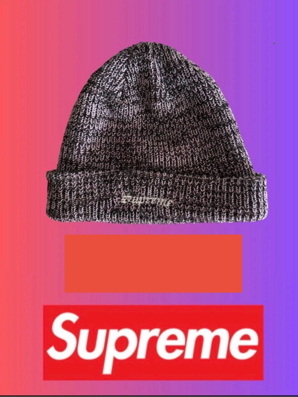 Authentic Supreme Black, Pink & Gray Marled Knit Beanie